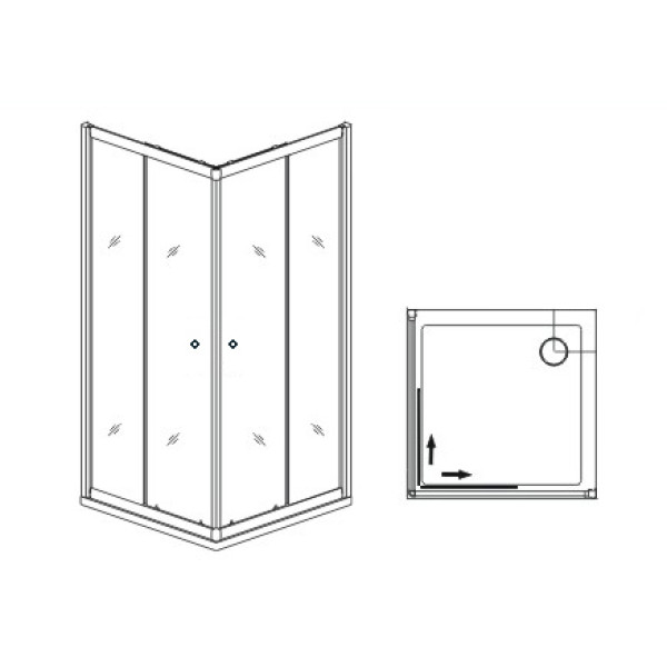 Душевой уголок RGW TN-206-J 90*90 стекло прозрачное, профиль хром 28912699-11