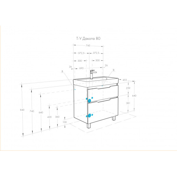 Тумба напольная Aquaton Дакота 745x455x640 белый, выбеленное дерево (1.A202.9.01D.AAY.0)
