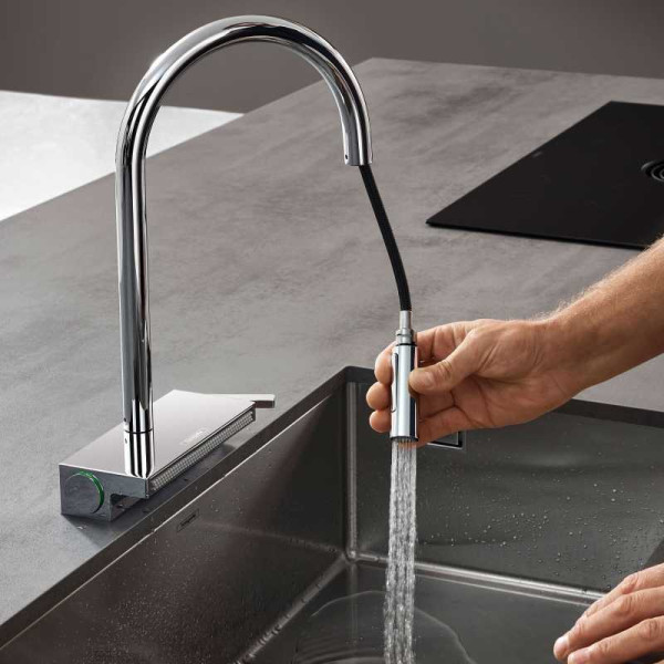 Смеситель для кухни Hansgrohe Aquno Select 170 M81 с вытяжным душем хром (73831000) Смеситель для кухни Hansgrohe Aquno Select 170 M81 с вытяжным душем хром (73831000)