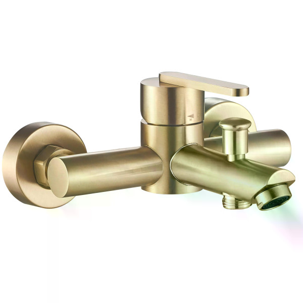 Смеситель для раковины Rea Ontario с душевым комплектом золото матовое (REA-B5513) Смеситель для раковины Rea Ontario с душевым комплектом золото матовое (REA-B5513)