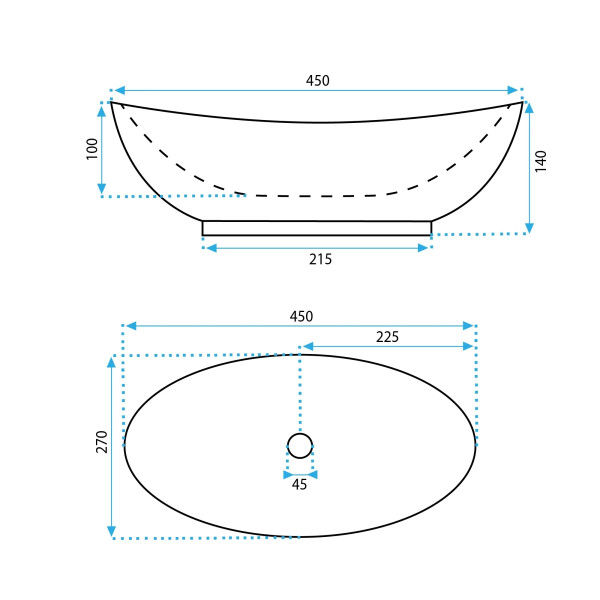 Раковина накладная REA Kate 45x27x14 белая (REA-U6802)