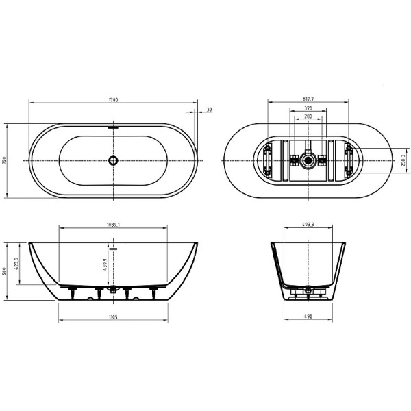 Ванна акриловая BelBagno Uno 170x75 белая (BB701-1700-750-K) Ванна акриловая BelBagno Uno 170x75 белая (BB701-1700-750-K)