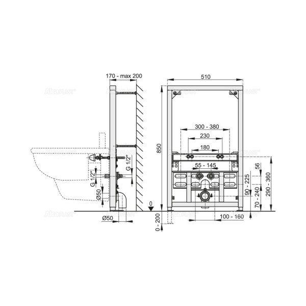 Инсталляция для биде Alcaplast (A105/850) Инсталляция для биде Alcaplast (A105/850)