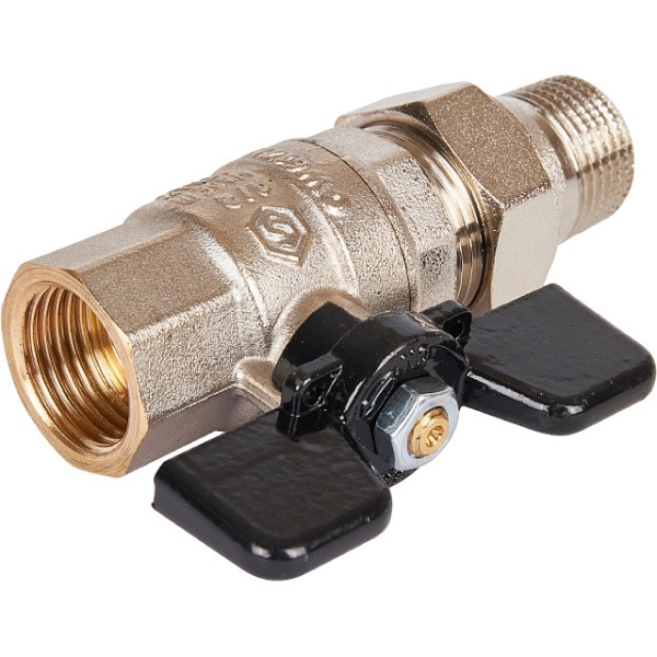 Кран 1/2" шаровый со сгоном Stout (черная бабочка, полнопроходной) (SVB-0007-000015)