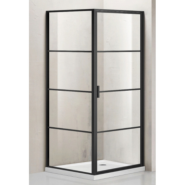 Душевой уголок Azario Richmond 100х100х195 R стекло прозрачное, профиль черный (AZ- NAG1221 1000 BLACK)