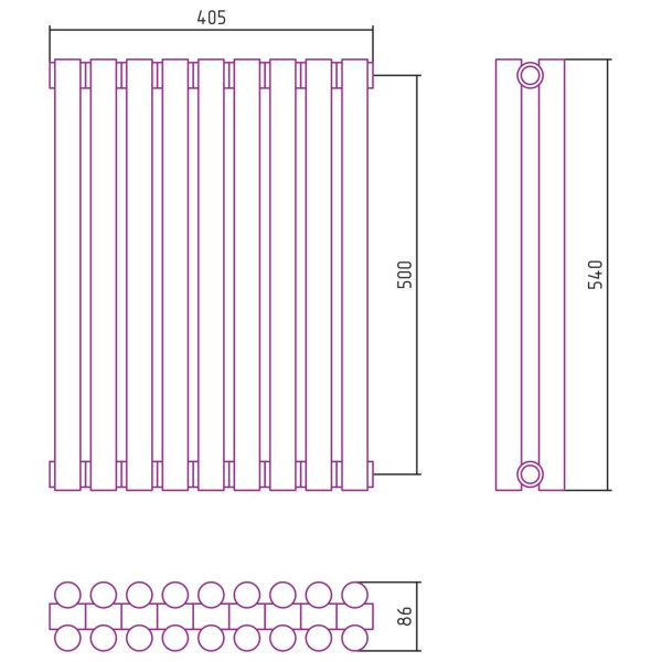 Дизайн-радиатор Сунержа Эстет-11 500*405 9 секций хром (00-0302-5009)