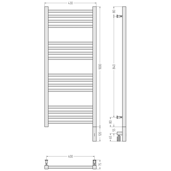 Полотенцесушитель электрический Сунержа Модус 3.0 1000x400 провод справа матовый белый (30-5701-1040)