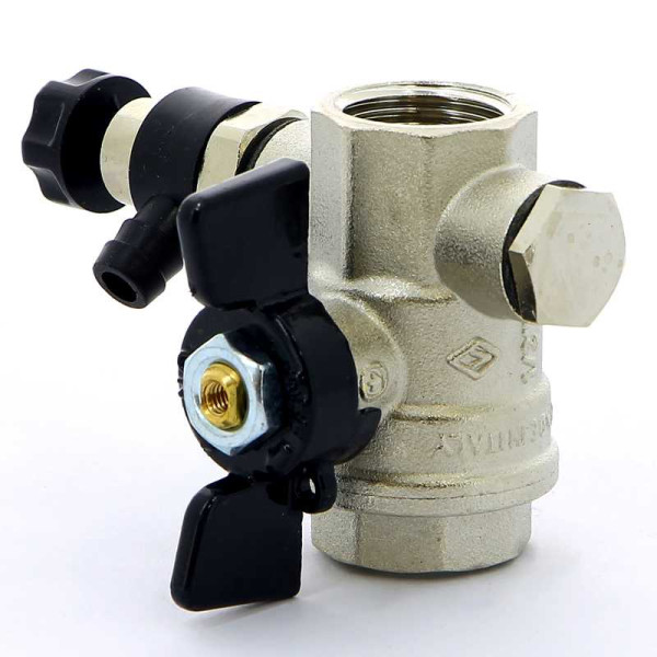 Кран Bugatti 1/2" шаровый с воздухоотводчиком Oregon 332 (черная бабочка) (03320009)