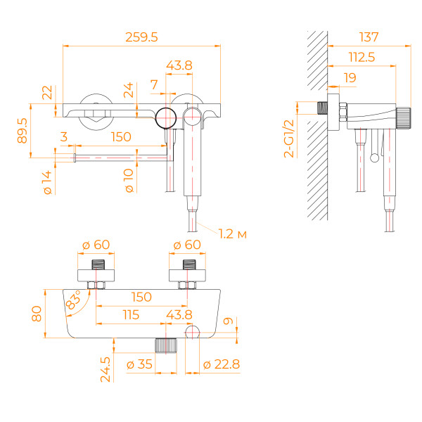 Смеситель с гигиеническим душем RGW SP-220-B черный (581408220-04)