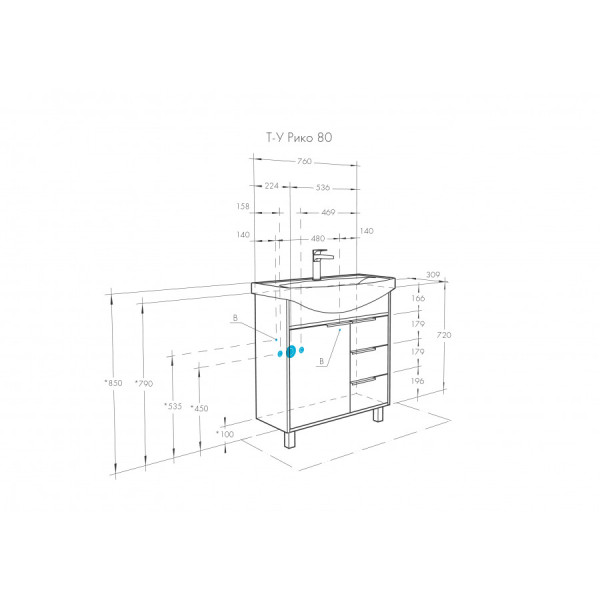 Тумба напольная Aquaton Рико 760x720x309 белый, ясень фабрик (1.A215.4.01R.IB9.0)