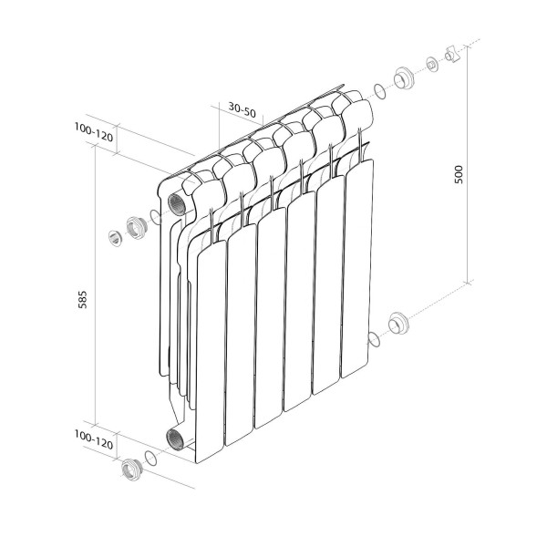 Радиатор алюминиевый Royal Thermo Indigo 500 (12 секций) (RTI50012)