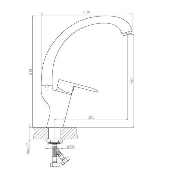 Смеситель для кухни Voda Future хром (FT 519) Смеситель для кухни Voda Future хром (FT 519)