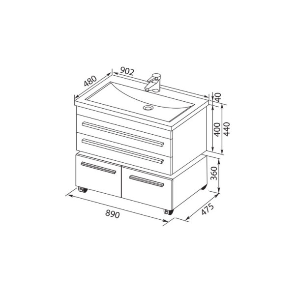 Тумба под раковину Aquanet Верона 90 480х902х440 2 ящика, белая (172335) Тумба под раковину Aquanet Верона 90 480х902х440 2 ящика, белая (172335)