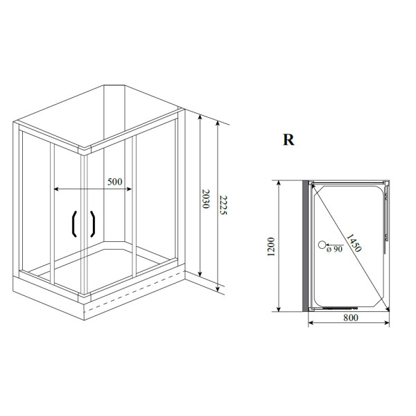 Душевая кабина Timo Ilma 102 R 120x80x223 стекло прозрачное, профиль хром (ILMA-102 R)