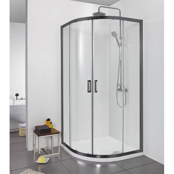 Душевой уголок Aquatek 100x100x200 профиль черный, стекло прозрачное (AQ ARI RO 10020BL)