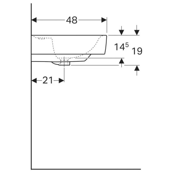 Раковина подвесная Geberit Renova Nr.1 Plan 30x48 двойная, мебельная,белая (122130000)