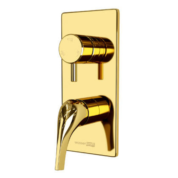 Смеситель для ванны и душа WasserKRAFT Sauer золотой глянцевый (7171)