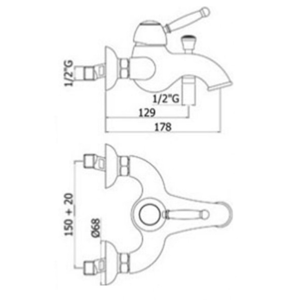 Смеситель для ванны и душа Paffoni Giorgia золотой (GI022GF)