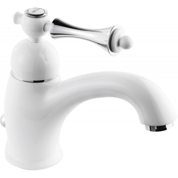 Смеситель для раковины Cezares Margot белый, ручка рычаг - хром (MARGOT-LSM1-BIO)