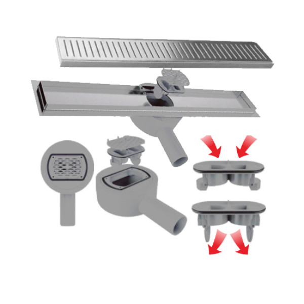 Лоток душевой 800 мм. поворотный 360° с сухим затвором Vieir (нерж. сталь, выпуск 40/50 мм.) (DL80-360) Лоток душевой 800 мм. поворотный 360° с сухим затвором Vieir (нерж. сталь, выпуск 40/50 мм.) (DL80-360)