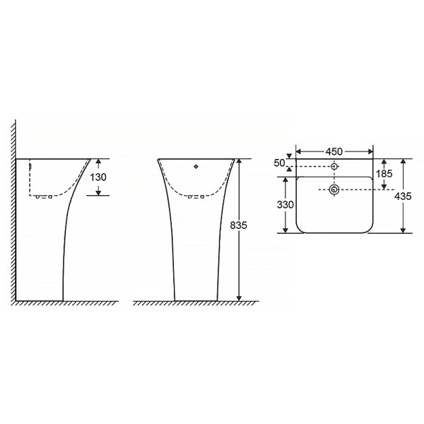 Раковина напольная Azario 45x43,5x83,5 белая (AZ-315)