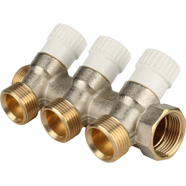 Коллектор 3 отвода регулируемый 3/4"x1/2"(16) Stout (никель) (SMB-6851-341203)