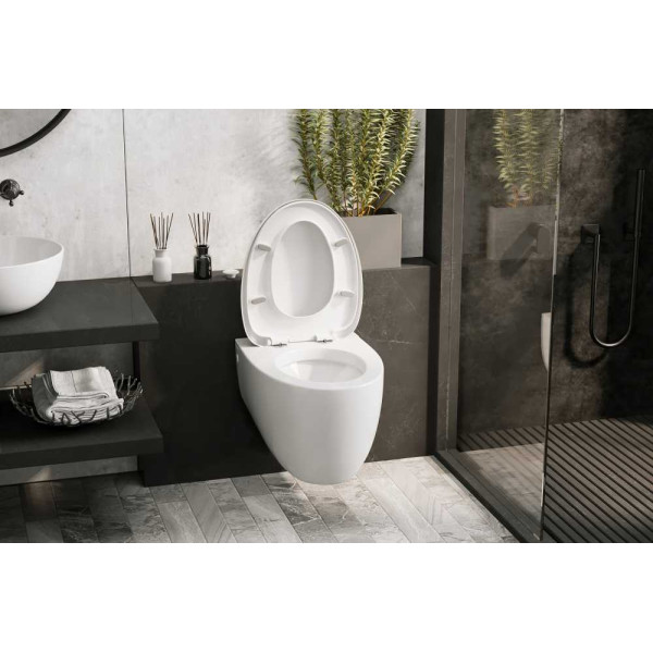 Унитаз подвесной Abber Bequem с импульсным смывом, белый (AC1107P) Унитаз подвесной Abber Bequem с импульсным смывом, белый (AC1107P)