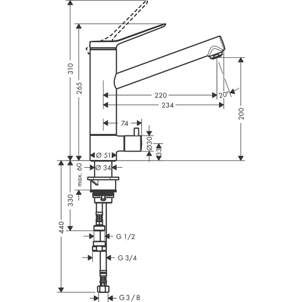 Смеситель для кухни Hansgrohe Zesis M33 200 хром (74808000)