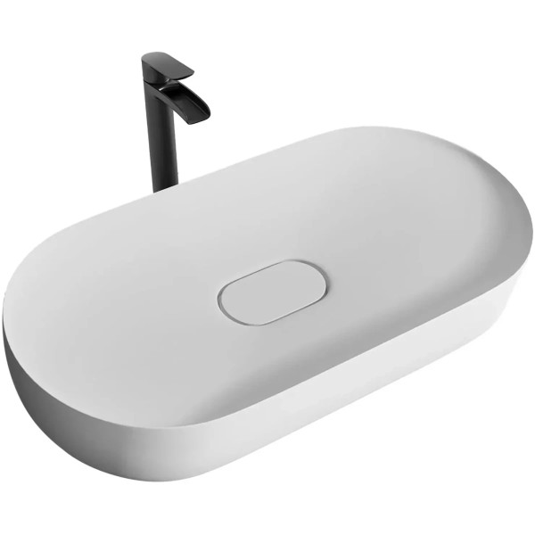 Раковина накладная конгломерат REA Iris white mat 70x35,5x10,5 белая матовая (REA-U4305)
