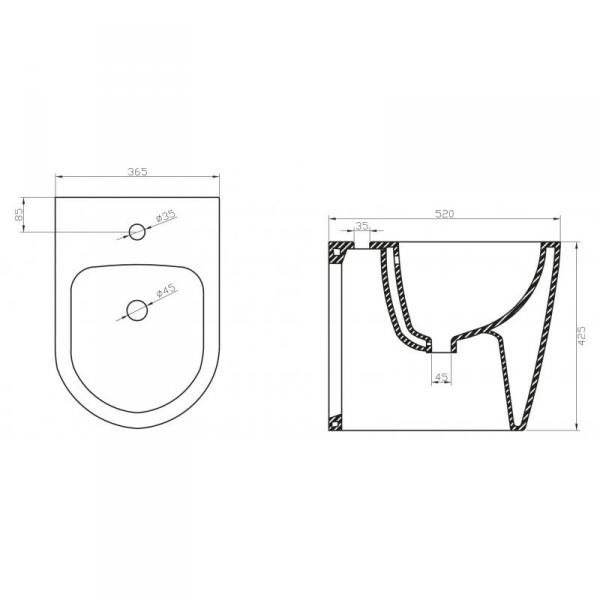 Биде напольное BelBagno Marino 520х365х425 (BB105B)