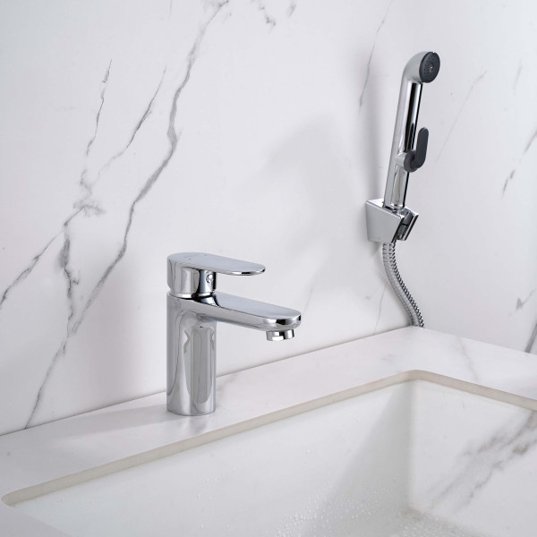 Смеситель для раковины Aquatek Ника с гигиеническим душем хром (AQ1812CR)