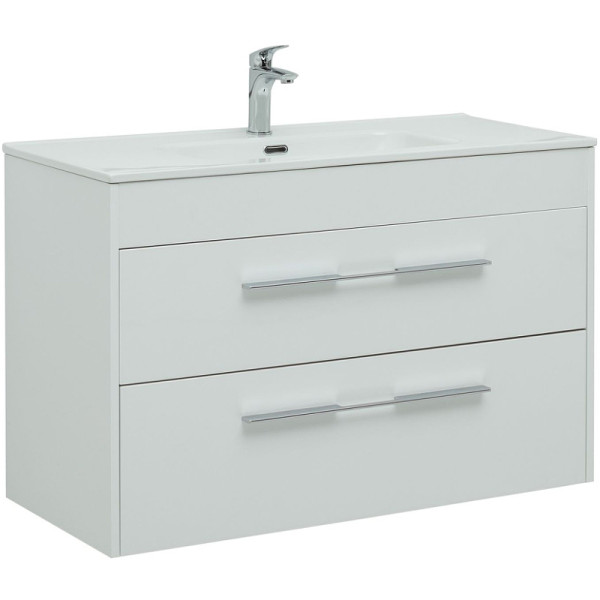 Тумба подвесная Aquanet Августа 100 белый (ручка хром) (00277509) Тумба подвесная Aquanet Августа 100 белый (ручка хром) (00277509)