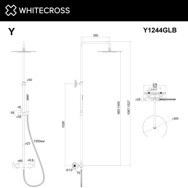 Душевая система Whitecross Y брашированное золото (Y1244GLB)