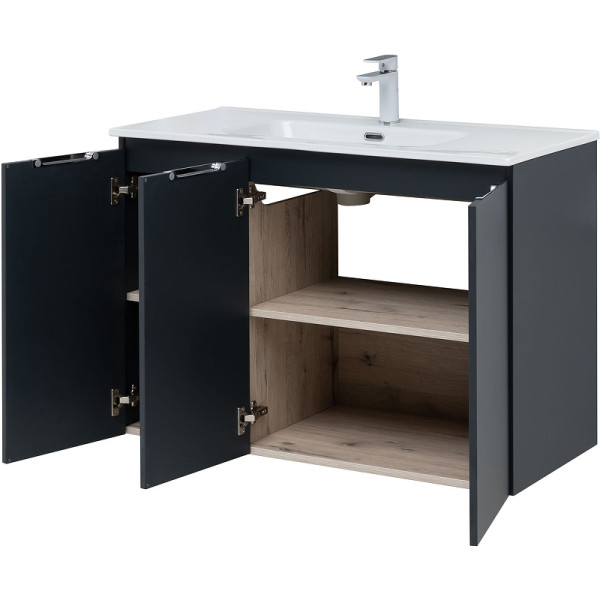 Тумба подвесная Aquanet Алвита New 100 3 дверцы, антрацит (00277531) Тумба подвесная Aquanet Алвита New 100 3 дверцы, антрацит (00277531)