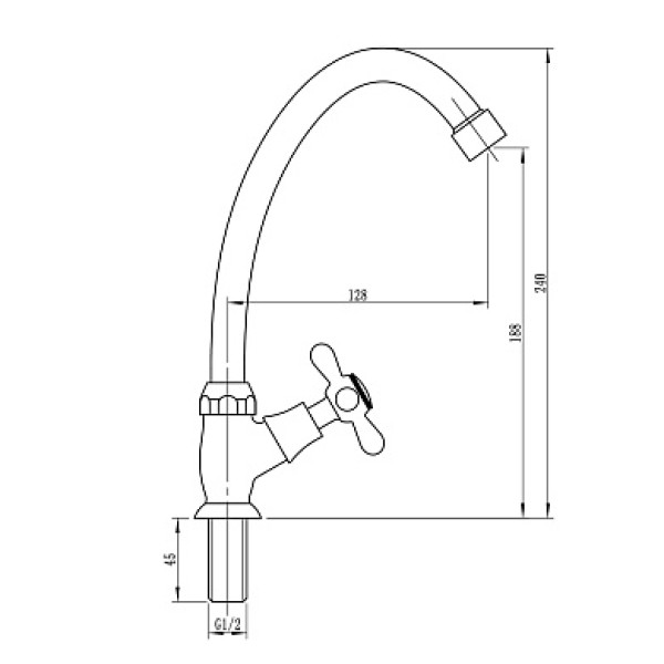 Смеситель водоразборный для холодной воды L4165 хром, с гайкой Ligeya (L4165 Ligeya) Смеситель водоразборный для холодной воды L4165 хром, с гайкой Ligeya (L4165 Ligeya)