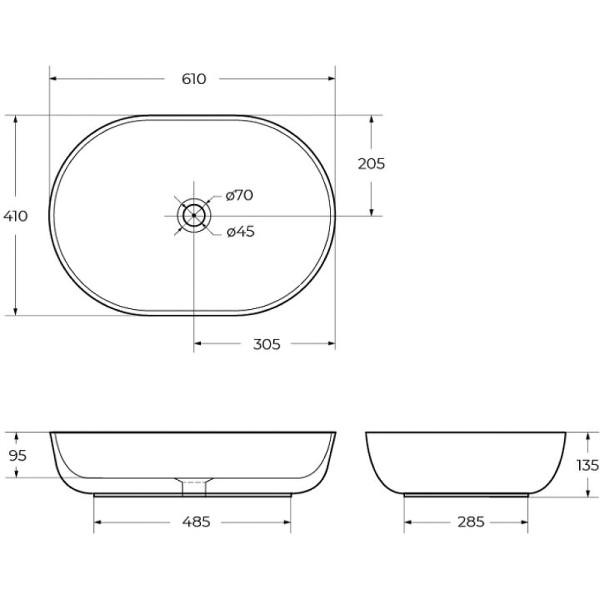 Раковина накладная BelBagno 41x61 белая (BB1348)