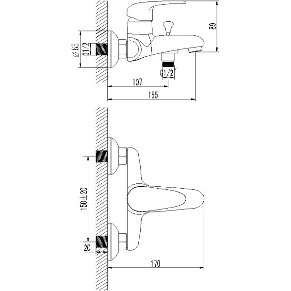 Смеситель для ванны и душа Lemark Pramen (LM3302C)