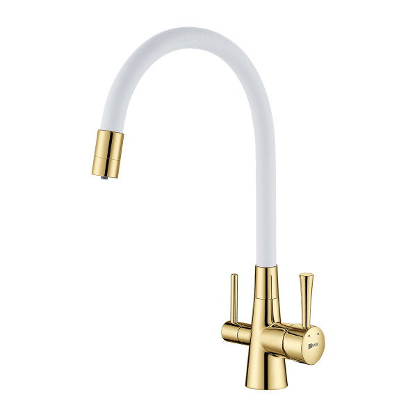 Смеситель для кухни lemark Comfort золото/белый с подключением к фильтру (LM3075G-White) Смеситель для кухни lemark Comfort золото/белый с подключением к фильтру (LM3075G-White)