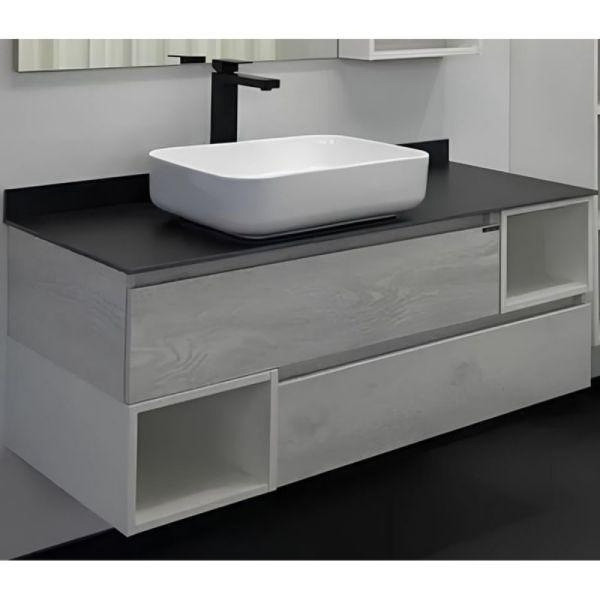 Тумба подвесная с раковиной Comforty Прага 1200x520x630 дуб белый/графит (00-00014834)