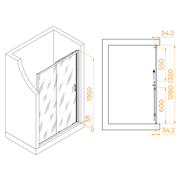 Душевая дверь RGW PA-14 130x195 стекло прозрачное, профиль хром (41081413-11)