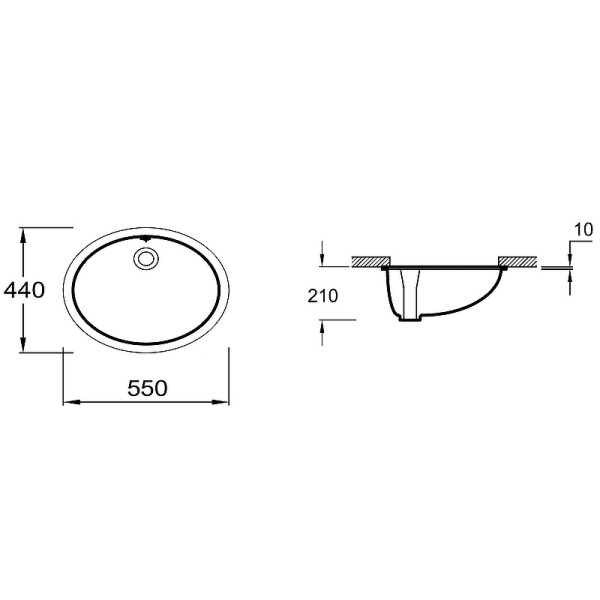 Раковина встраиваемая Jacob Delafon Caxton 55x44 белая (E2211-0)