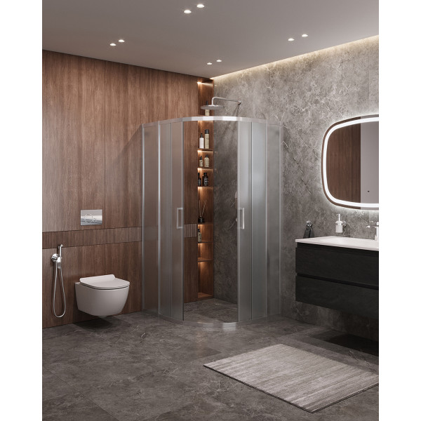 Душевой уголок Cezares Molveno 110x100x195 стекло матовое рифленое, профиль хром (MOLVENO-RH-22-110/100-P-Cr)