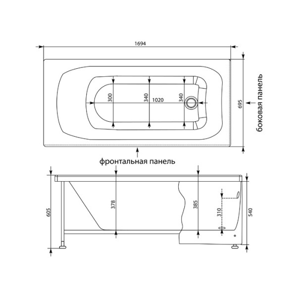 Ванна акриловая Aquanet Roma 170х70 без гидромассажа Ванна акриловая Aquanet Roma 170х70 без гидромассажа