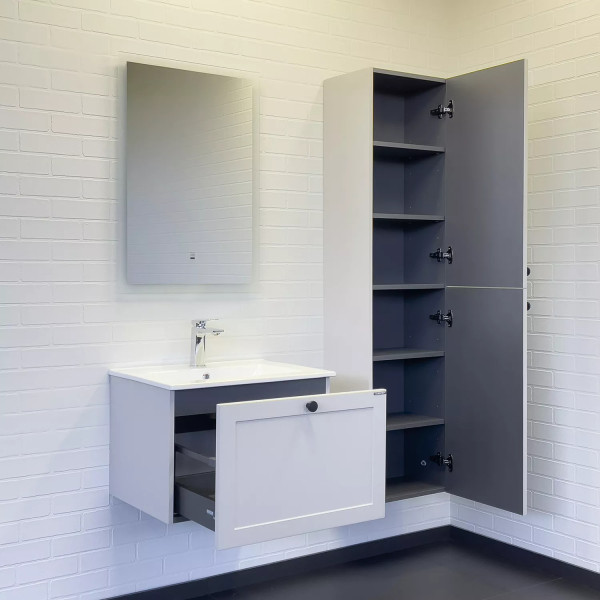 Тумба подвесная с раковиной Comforty Ереван 600x465x415 серый шёлк (00-00017879)