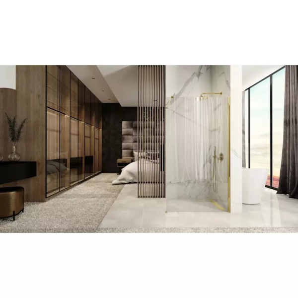 Душевое ограждение Rea Aero 80x195 стекло прозрачное, профиль золото (REA-K8439) Душевое ограждение Rea Aero 80x195 стекло прозрачное, профиль золото (REA-K8439)