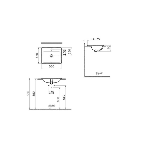 Раковина встраиваемая Vitra S20 55х45 (5465B003-0001)