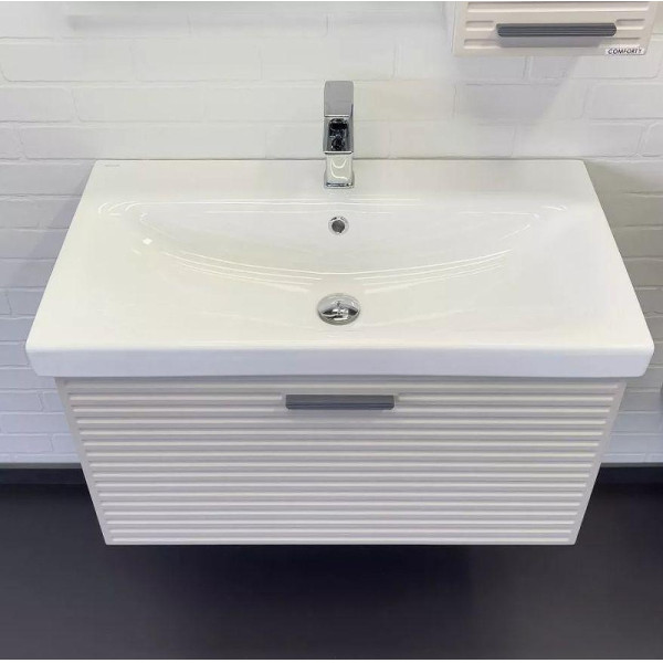 Тумба подвесная с раковиной Comforty Касабланка 800x455x460 серый шёлк (00-00019529)