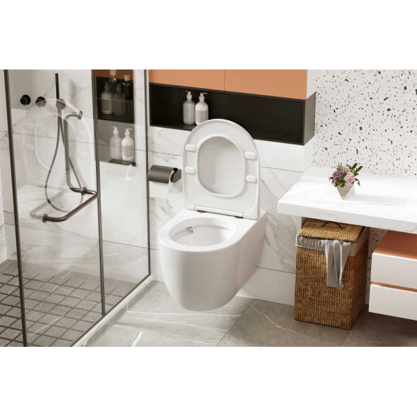 Унитаз подвесной Abber Bequem с импульсным смывом, белый (AC1105P) Унитаз подвесной Abber Bequem с импульсным смывом, белый (AC1105P)