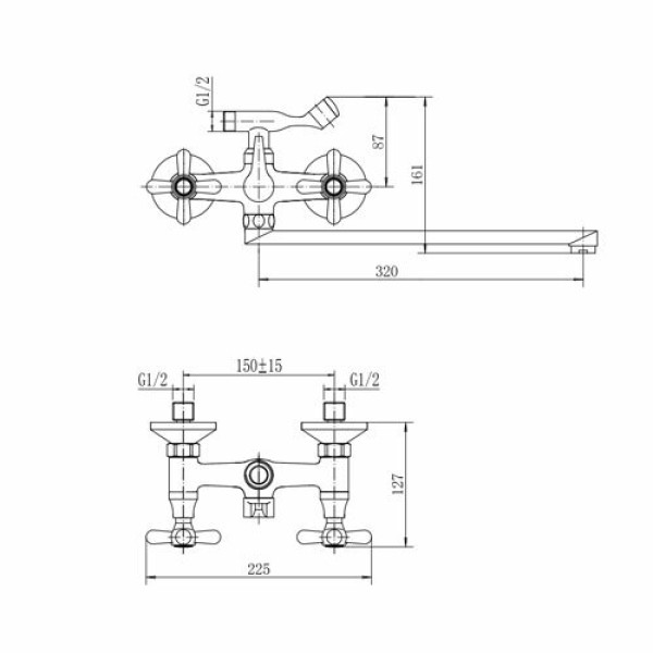 Смеситель для ванны и душа Fashun хром (A2125)