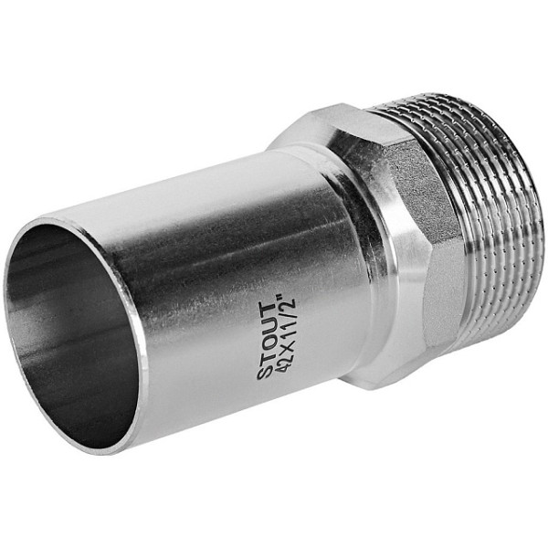 Вставка резьбовая 42х1 1/2"Н Stout SSS-2024 НПр-НР (нерж.ст., пресс) SSS-2024-042112 Вставка резьбовая 42х1 1/2"Н Stout SSS-2024 НПр-НР (нерж.ст., пресс) SSS-2024-042112